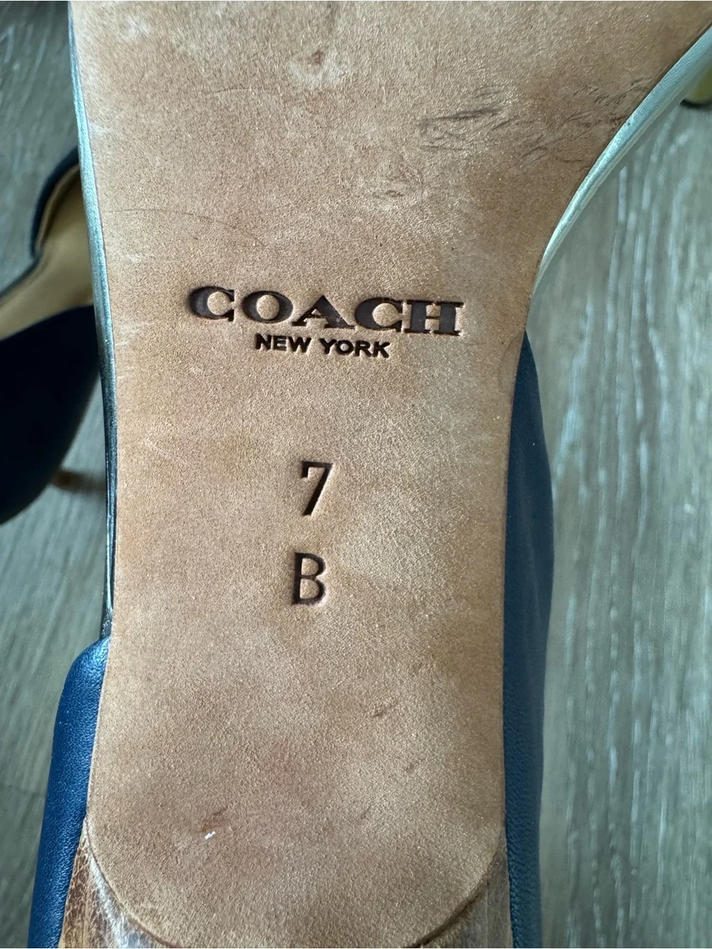 Coach Black D’Orsay Pumps Blue Leather Heels Pointed Toe Size 7B